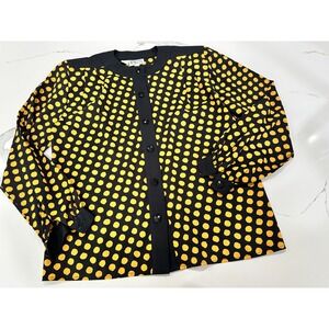Anne‎ Klein Polka Dot Blouse Button Down Long Sleeve Career Top Size 8